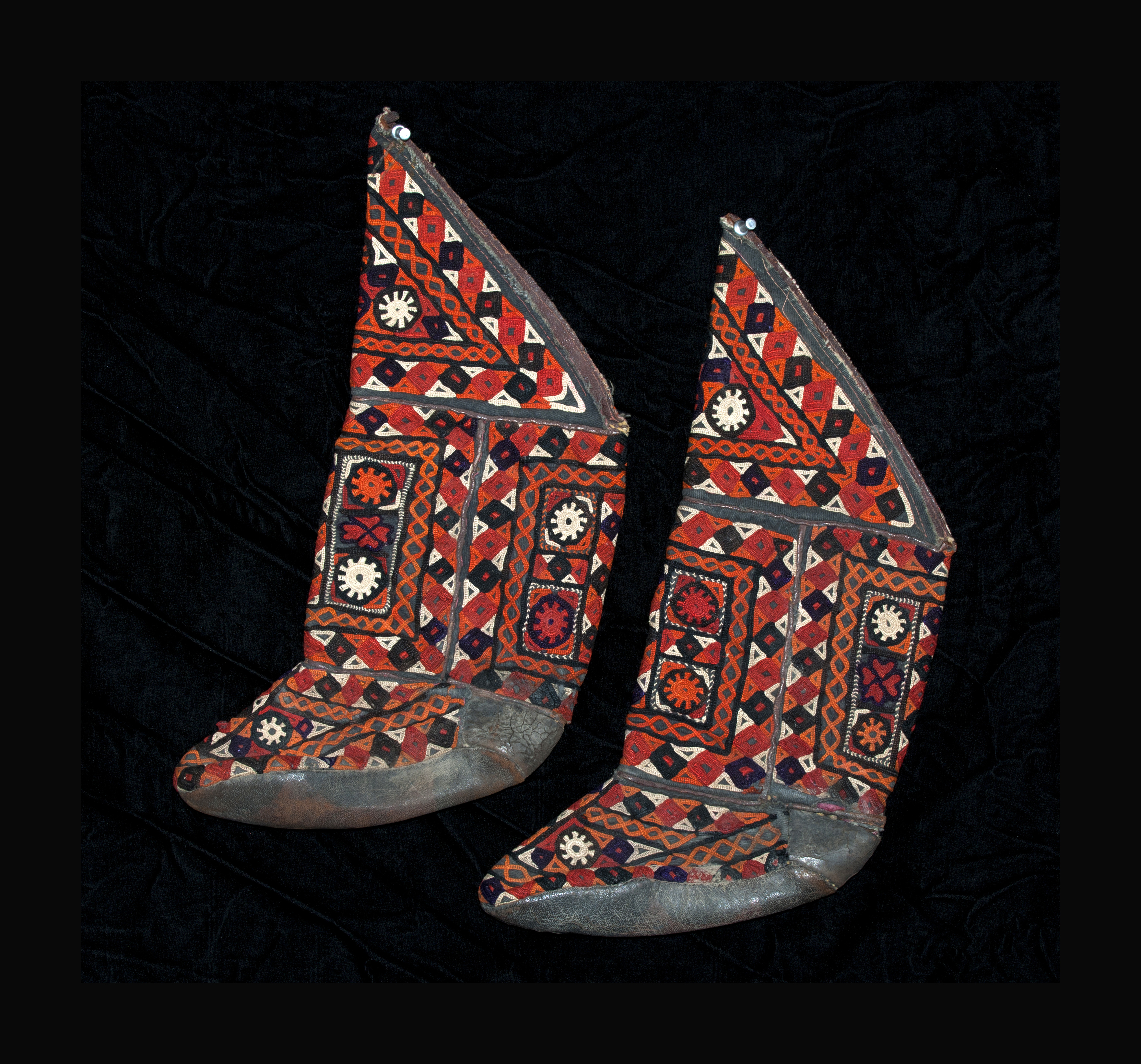 Embroidered ceremonial camp boots early 20th century. 